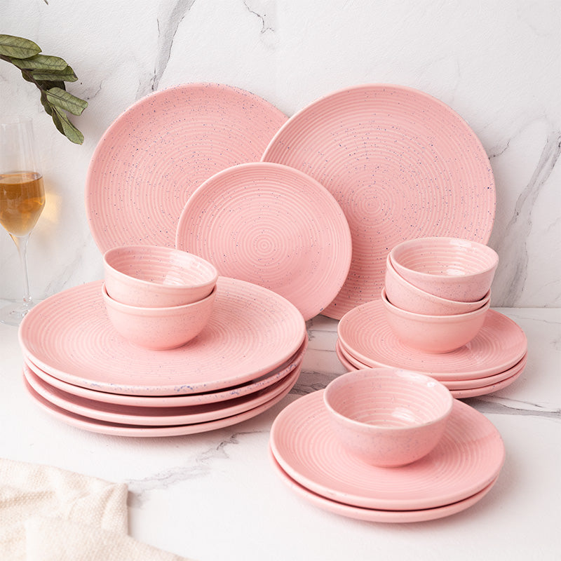 Dinner Set - Kestha Dinner Set (Pastel Pink) - Eighteen Piece Set