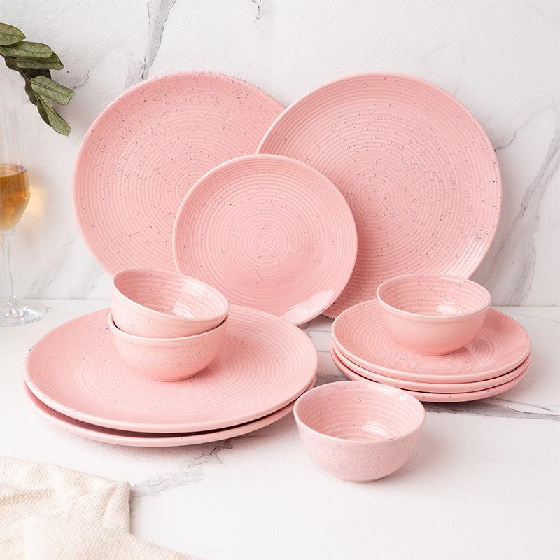 Buy Kestha Dinner Set (Pastel Pink) - Twelve Piece Set Dinner Set from Vaaree