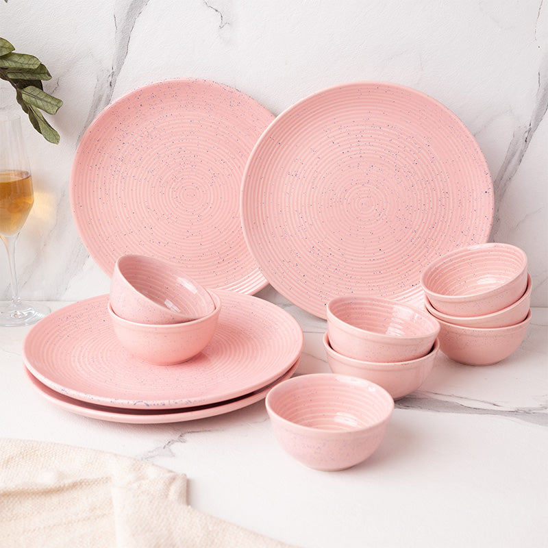 Dinner Set - Kestha DiningSet (Pastel Pink) - Twelve Piece Set