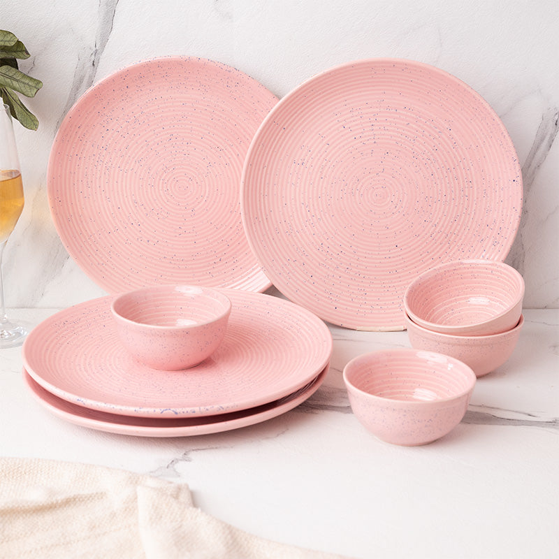 Dinner Set - Kestha Dinnerware (Pastel Pink) - Eight Piece Set