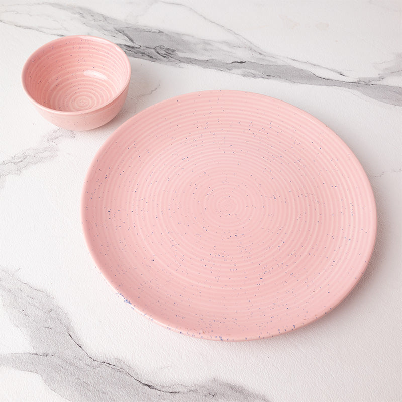 Dinner Set - Kestha Dinnerware (Pastel Pink) - Twelve Piece Set