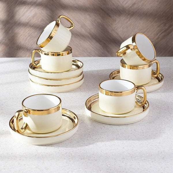 Buy Mirza Cup & Saucer (White) - Set Of Twelve Online in India | Tea Cup & Saucer on Vaaree