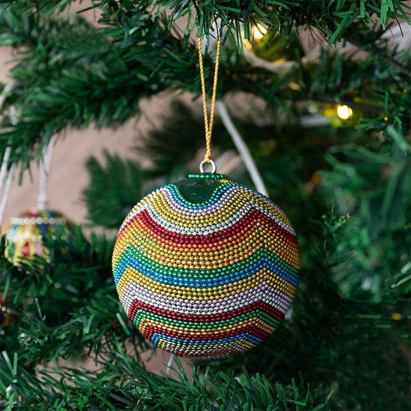 Buy Wavy Whirl Christmas Baubles - Set Of Four Online in India | Christmas Ornaments on Vaaree