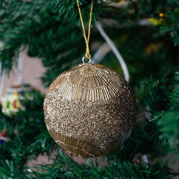 Buy Gorgeous Golden Christmas Bauble - Set Of Four Online in India | Christmas Ornaments on Vaaree
