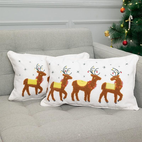 Buy Reindeer Realm Cushion Cover - Set Of Two Online in India | Cushion Cover Sets on Vaaree