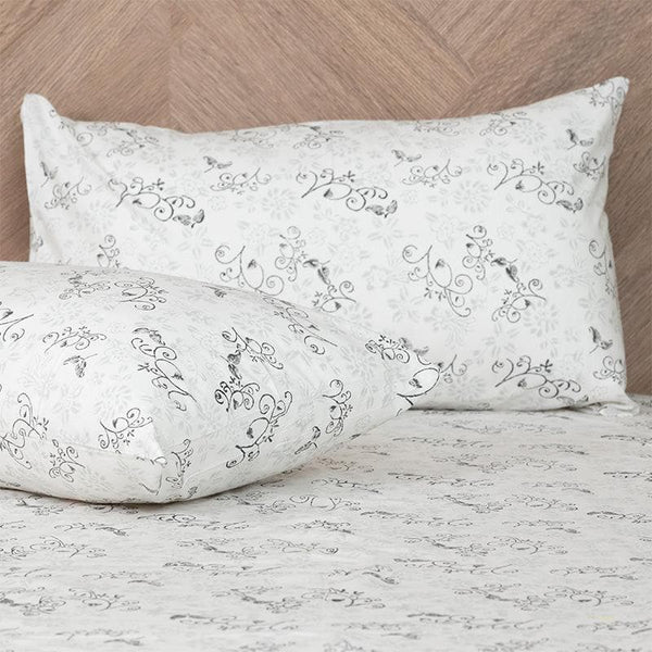 Buy Niraan Floral Bedsheet - Grey at Vaaree online | Beautiful Bedsheets to choose from