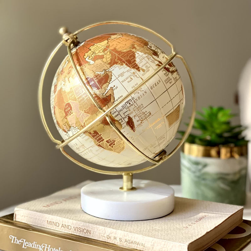 Buy Metrico Globe Showpiece - Ivory & Gold Showpieces from Vaaree