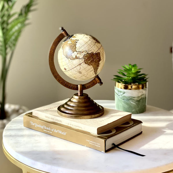 Metrico Globe Showpiece - Beige & Antique Brown