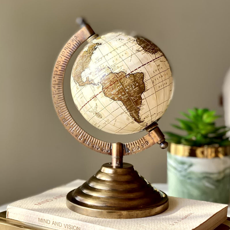 Buy Metrico Globe Showpiece - Beige & Antique Brown Showpieces from Vaaree