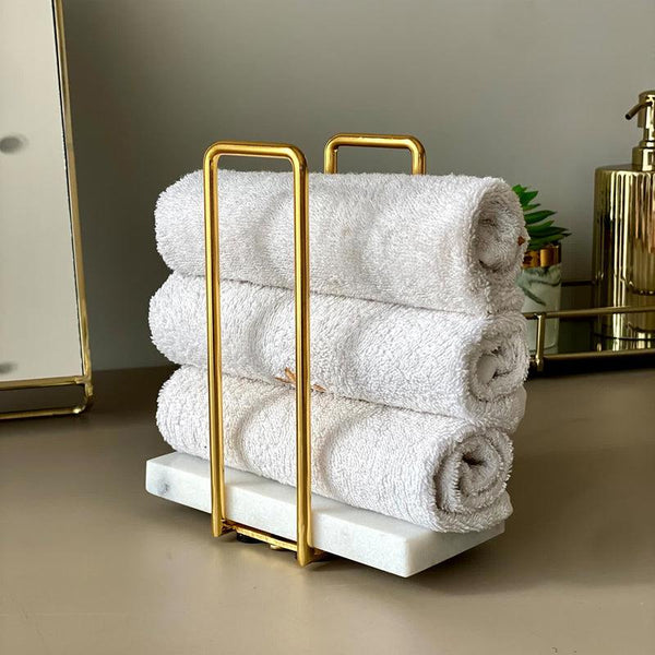 Buy Ivago Towel Holder - White & Gold Accessories & Sets from Vaaree