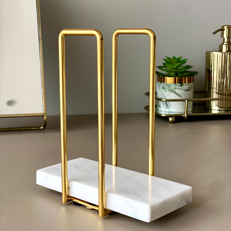 Buy Ivago Towel Holder - White & Gold Accessories & Sets from Vaaree