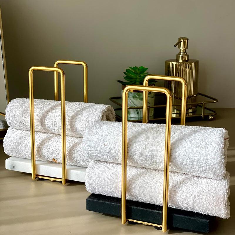 Buy Ivago Towel Holder - White & Gold Accessories & Sets from Vaaree