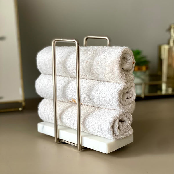 Buy Ivago Towel Holder - White & Silver Accessories & Sets from Vaaree