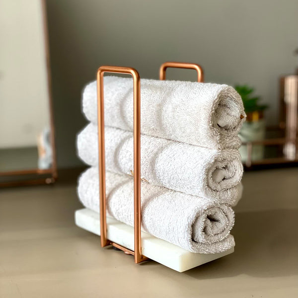 Buy Ivago Towel Holder - White & Rose Gold Accessories & Sets from Vaaree