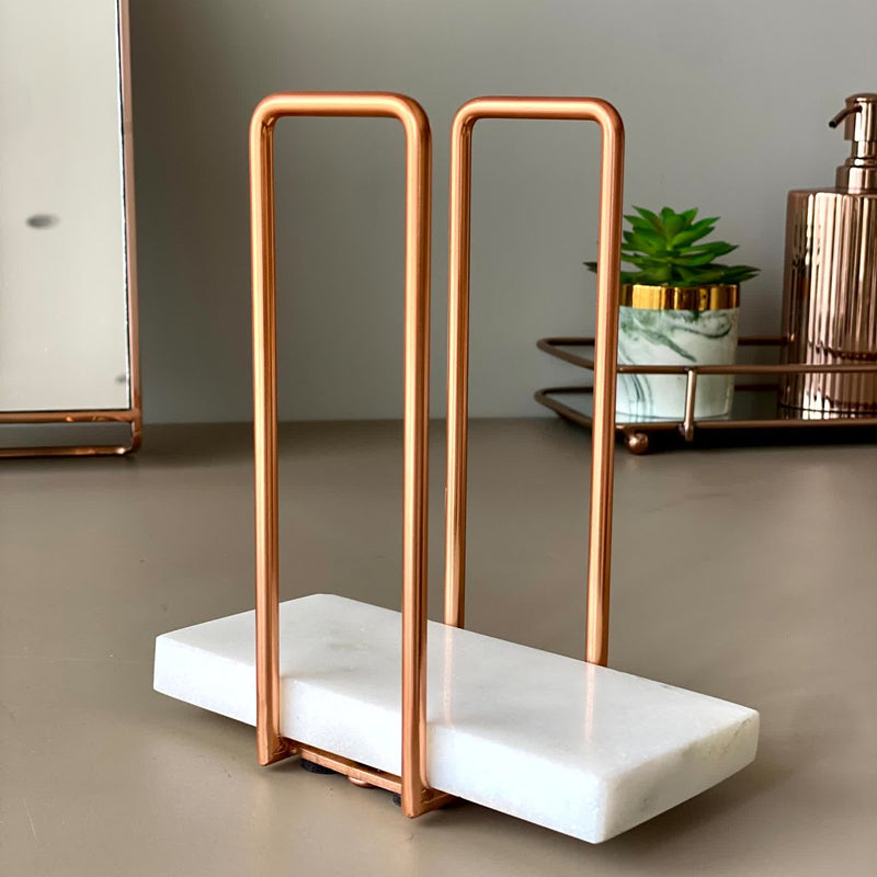 Buy Ivago Towel Holder - White & Rose Gold Accessories & Sets from Vaaree