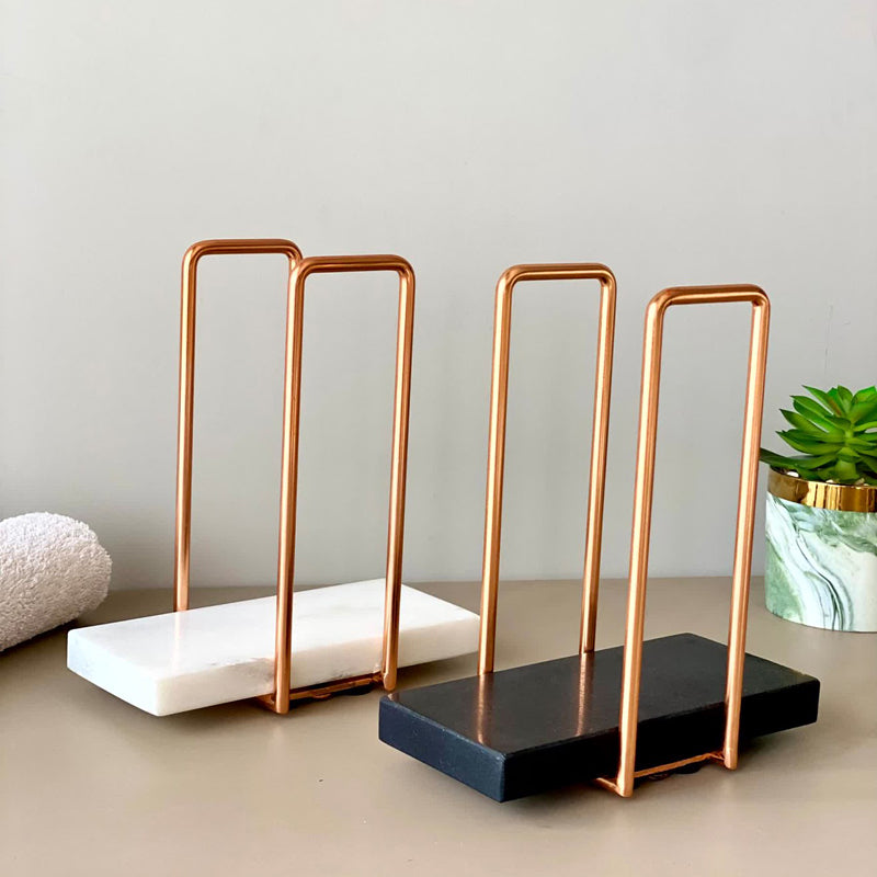 Buy Ivago Towel Holder - White & Rose Gold Accessories & Sets from Vaaree