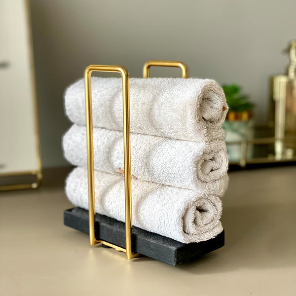 Buy Ivago Towel Holder - Black & Gold Accessories & Sets from Vaaree