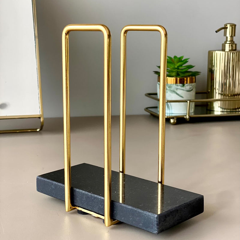 Buy Ivago Towel Holder - Black & Gold Accessories & Sets from Vaaree