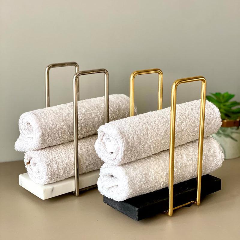 Buy Ivago Towel Holder - Black & Gold Accessories & Sets from Vaaree