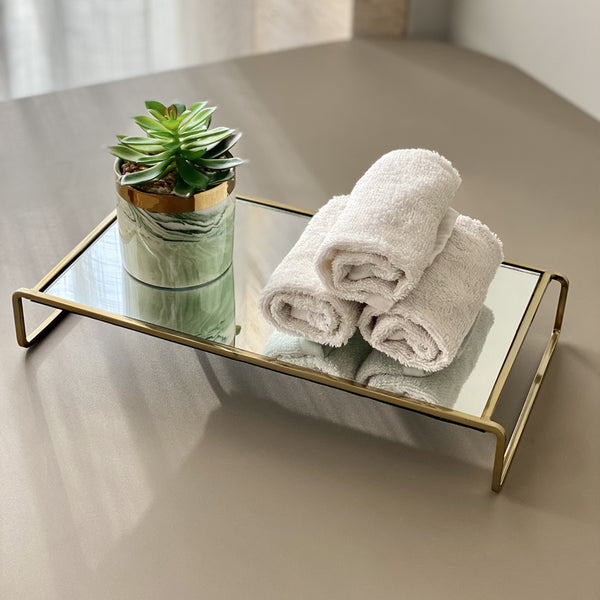 Buy Miasha Bathroom Tray - White & Gold Accessories & Sets from Vaaree