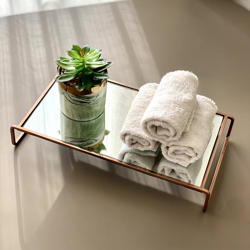 Buy Miasha Bathroom Tray - White & Copper Accessories & Sets from Vaaree