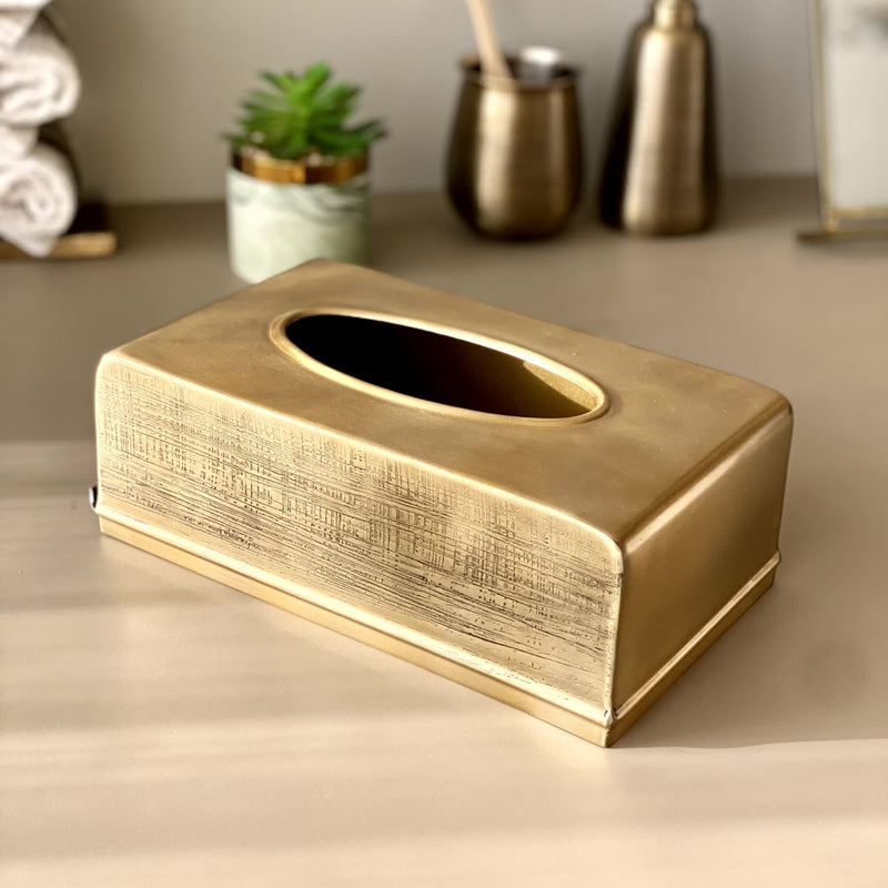 Buy Iliona Tissue Box - Antique Gold Tissue Holder from Vaaree