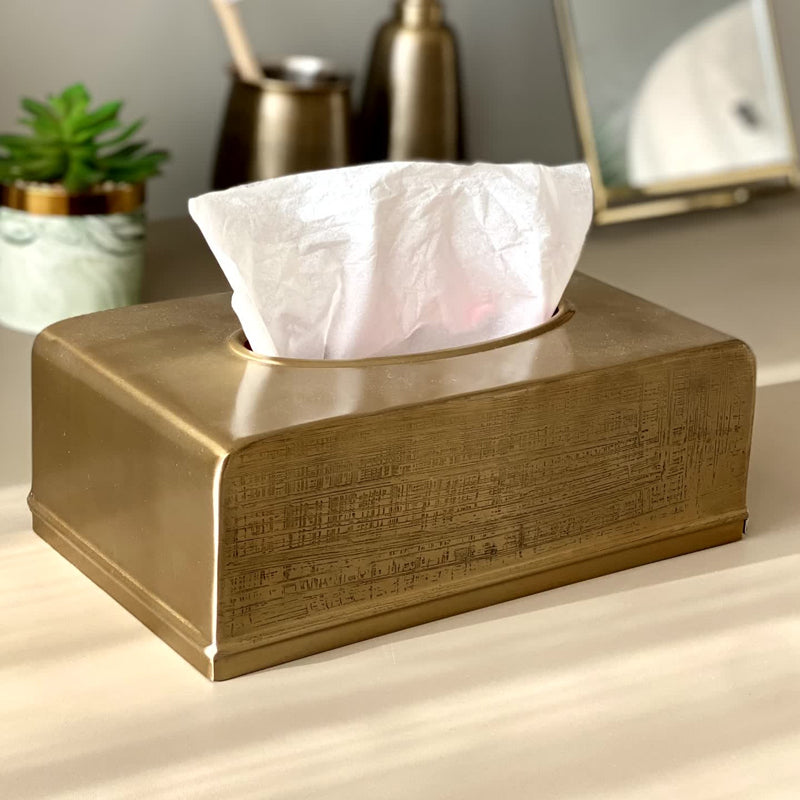 Buy Iliona Tissue Box - Antique Gold Tissue Holder from Vaaree