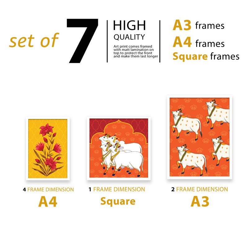 Buy Pichwai Delight Wall Art - Set Of Seven Wall Art & Paintings from Vaaree