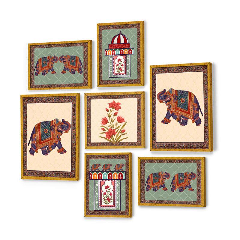 Buy Vivid Indian Heritage Wall Art - Set Of Seven Wall Art & Paintings from Vaaree