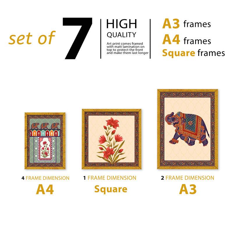 Buy Vivid Indian Heritage Wall Art - Set Of Seven Wall Art & Paintings from Vaaree