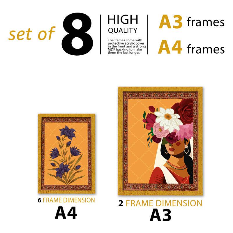 Buy Anara Floral Wall Art - Set Of Eight Wall Art & Paintings from Vaaree