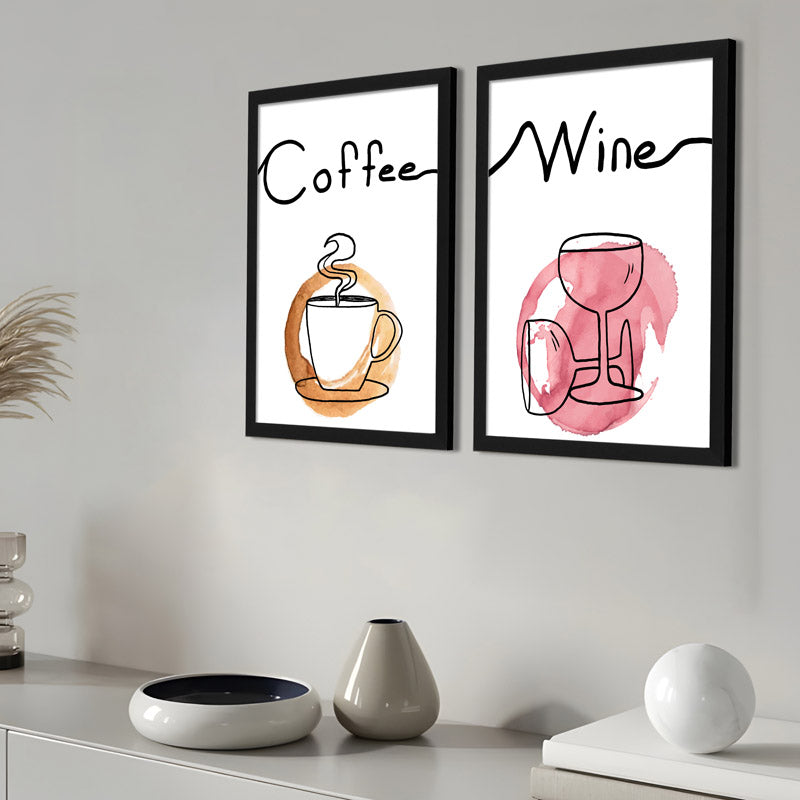 Buy Coffee & Wine Wall Art With Frame - Set Of Two Wall Art & Paintings from Vaaree