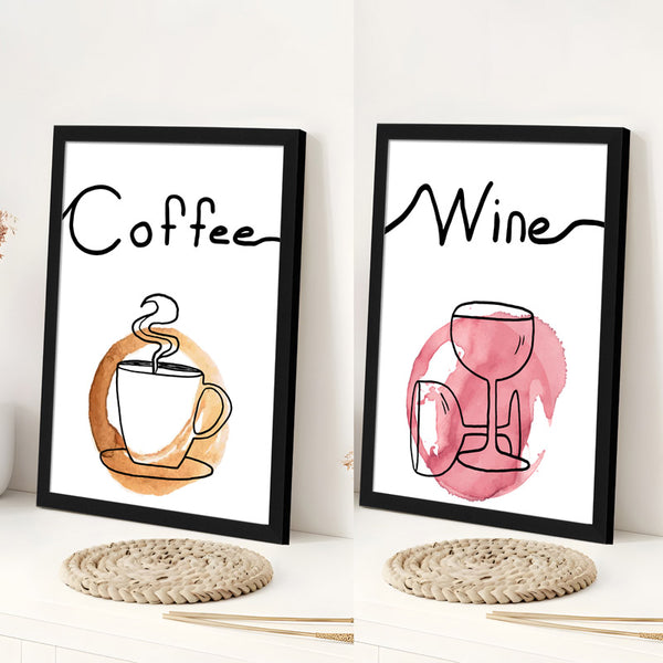 Buy Coffee & Wine Wall Art With Frame - Set Of Two Wall Art & Paintings from Vaaree