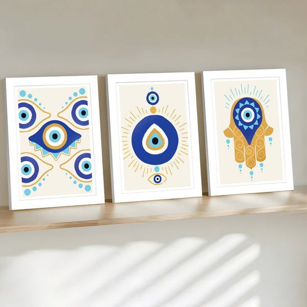 Buy Evil Eye Hamsa Wall Art - Set Of Three Wall Art & Paintings from Vaaree