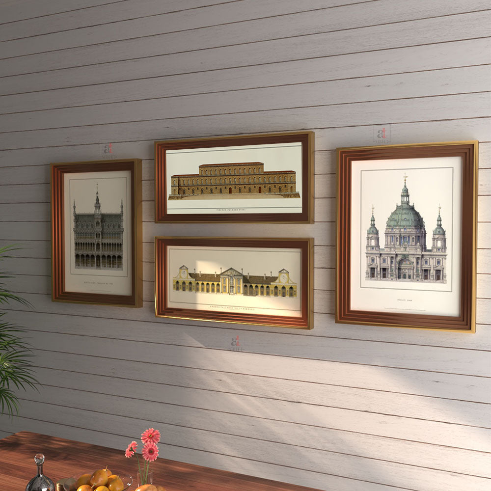 Buy Vintage Artchitecture Wall Art - Set Of Four Wall Art & Paintings from Vaaree