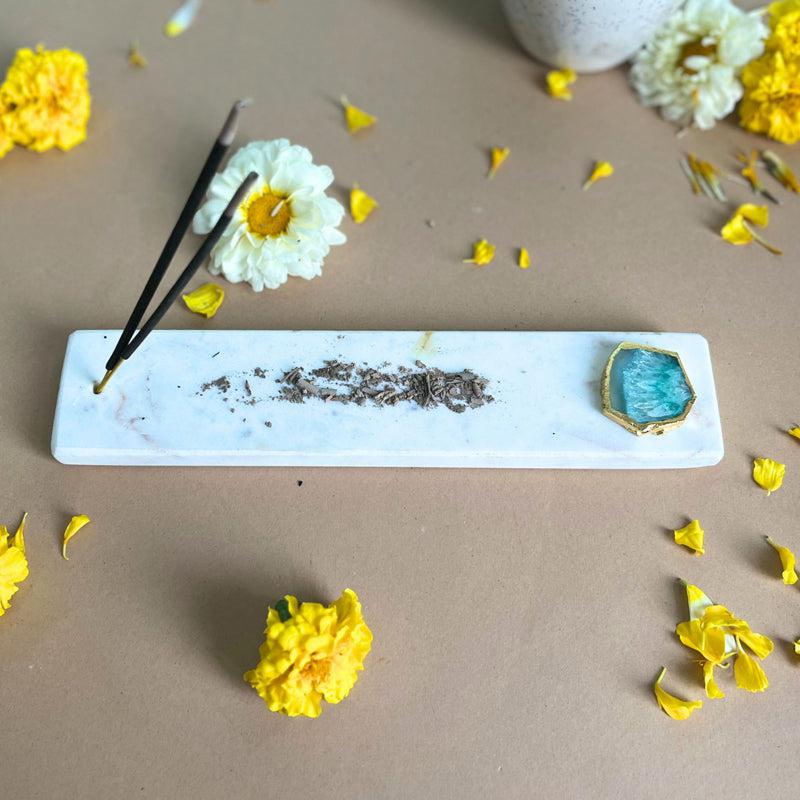 Buy Taavi Handcrafted Marble Incense Holder With Agate Plating - Green Incense Holders from Vaaree