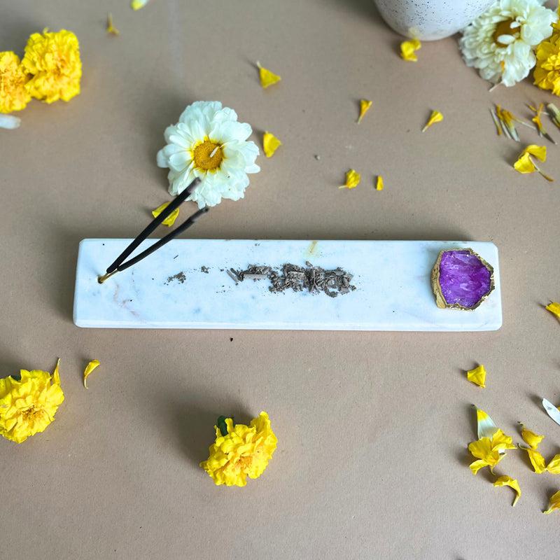 Buy Taavi Handcrafted Marble Incense Holder With Agate Plating - Pink Incense Holders from Vaaree