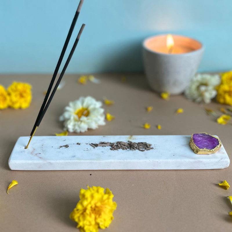 Buy Nima Marble Incense Holder With Agate Plating - Purple Incense Holders from Vaaree