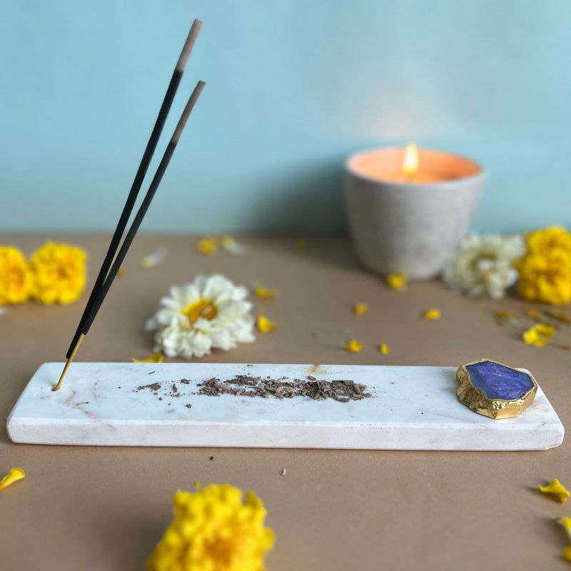 Buy Nima Marble Incense Holder With Agate Plating - Blue Incense Holders from Vaaree