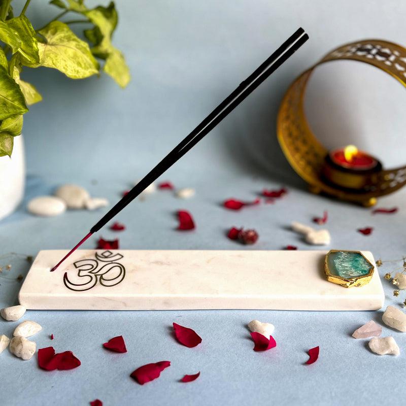 Buy Om Marble Incense Holder With Agate Plating - Green Incense Holders from Vaaree