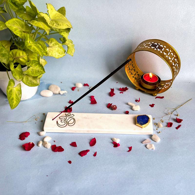 Buy Om Marble Incense Holder With Agate Plating - Blue Incense Holders from Vaaree