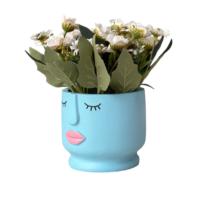 Buy Faux Aster Plant With Pot - White & blue Artificial Plants from Vaaree