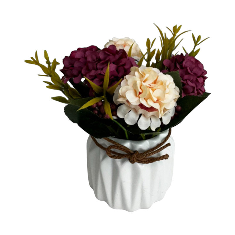 Buy Faux Geranium Flower Bunch With Pot Artificial Flowers from Vaaree