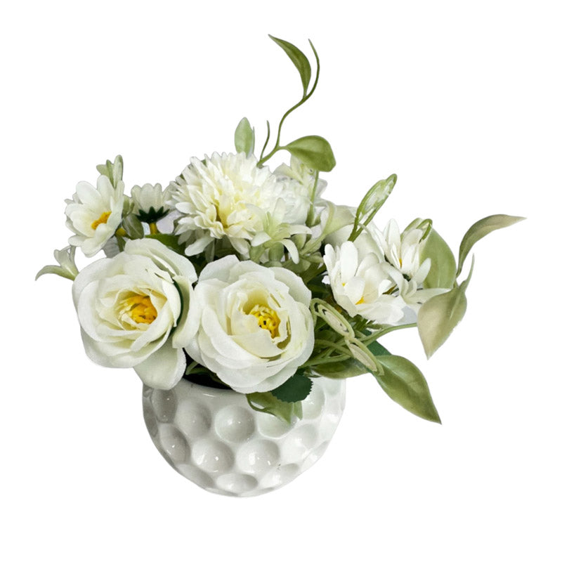 Buy Faux Rosette Flower Bunch With Pot Artificial Flowers from Vaaree