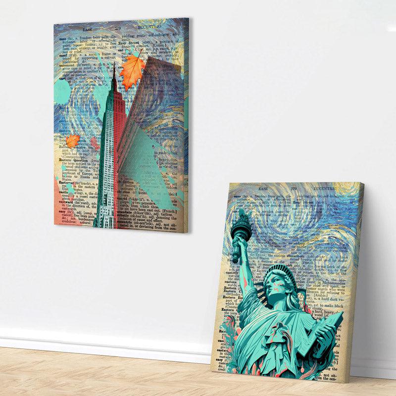 Buy NY Glory Wall Painting - Set Of Two Wall Art & Paintings from Vaaree