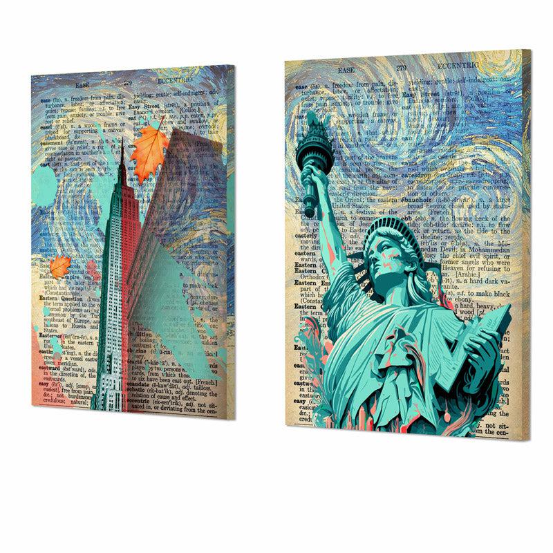 Buy NY Glory Wall Painting - Set Of Two Wall Art & Paintings from Vaaree