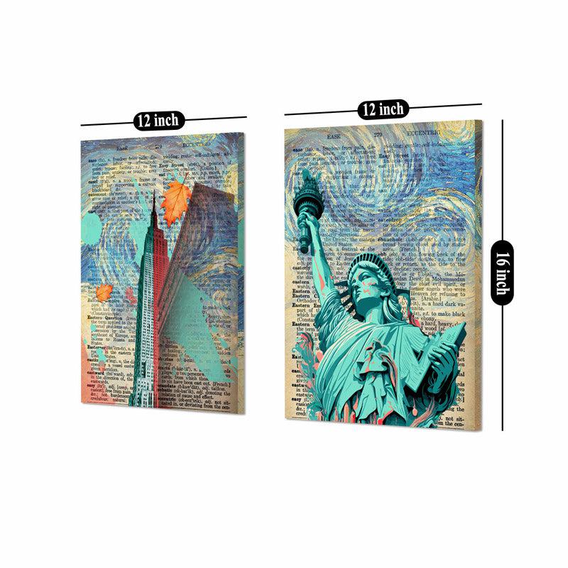 Buy NY Glory Wall Painting - Set Of Two Wall Art & Paintings from Vaaree