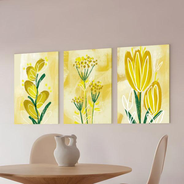 Buy Florenva Sunshine Flora Wall Art - Set Of Three Wall Art & Paintings from Vaaree