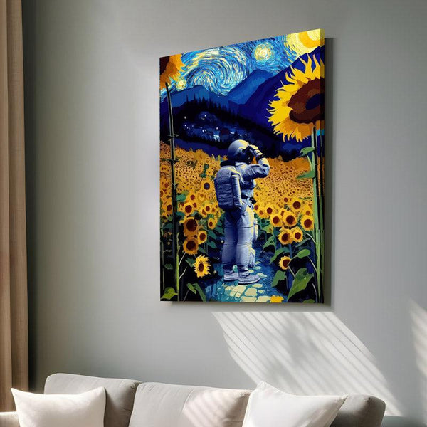 Buy Astronaut in Sunflower Eden Wall Painting Wall Art & Paintings from Vaaree