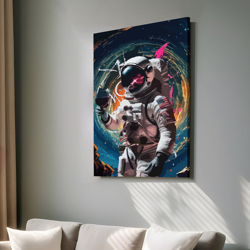 Buy Astronaut In Galaxy Wall Painting Wall Art & Paintings from Vaaree